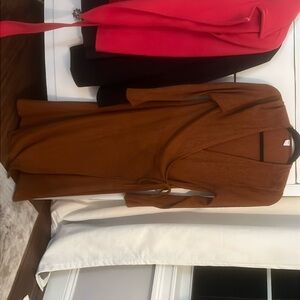 Burnt orange wrap dress